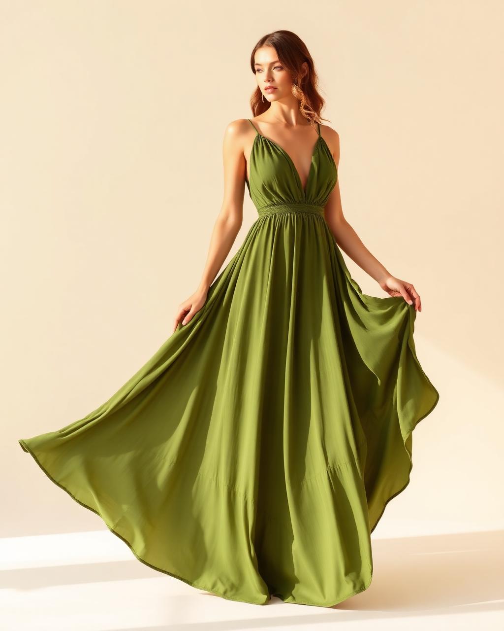 Olive Flow Maxi Dress